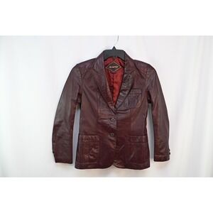 Vintage Carriage Court Burgundy Leather Jacket Women 8 Sears Cowhide Blazer